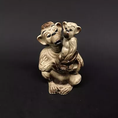 Vintage Chimpanzee Monkey Mom And Baby Salt Pepper Shakers Ceramic Arts Studio • $24