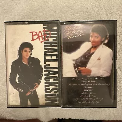 Michael Jackson Cassette Tape Lot Of 2 Tapes Bad Thriller Epic 1982 1987 • $14.28