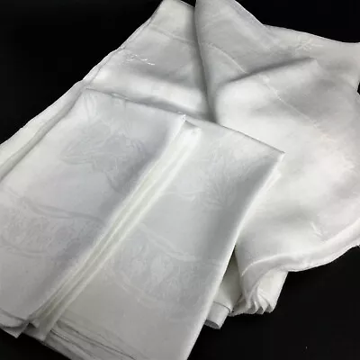 White Tablecloth 6 Napkins Vintage Cotton Handmade Christmas 96 X 66 • $42