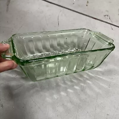 VTG Martha Stewart Everyday  MSE 213 Green  Ribbed Glass Loaf Pan 1.5 QT  5”x9” • $20