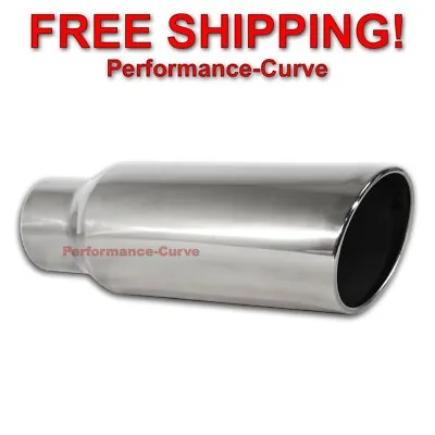 Stainless Steel Exhaust Tip Rolled Angle Cut - 3.5  Inlet - 5  Outlet - 15  Long • $46.95