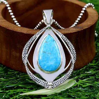 925 Sterling Silver Turquoise Mexico Pendant Necklace Mexican Turquoise Jewelry • £59.36