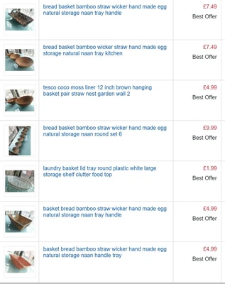 £4.99 • Buy Basket Bread Bamboo Straw Wicker Hand Made Egg Natural Storage Naan Tray Handle 