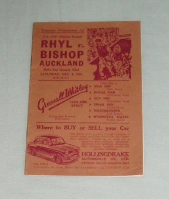 £7.99 • Buy RHYL V BISHOP AUCKLAND  F.A. CUP  2nd ROUND 8/12/1956
