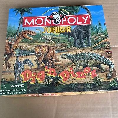 Monopoly Junior Jr Dig'n Dinos Dinosaur Edu. Board Game 1998 Complete • $10.75