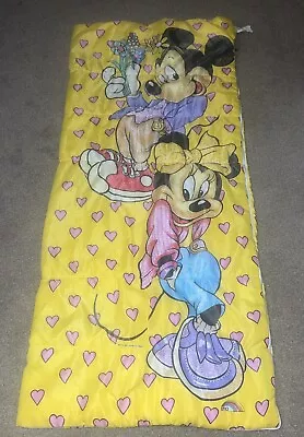 Vintage 1980’s Mickey And Minnie Mouse Sleeping Bag Walt Disney Co 64”x 27” ERO • $39.99