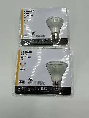(2) IKEA Ledare LED E17 Dimmable Reflector Bulbs 400 Lm R14 NEW • $14.99