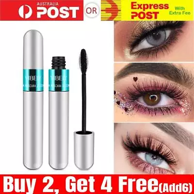 VIBELY 4D Thick Long Waterproof Silk Fiber Mascara Makeup Cosmetic Silver Tube❤️ • $11.49