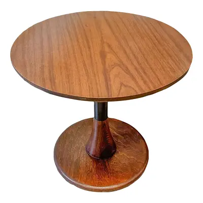 1970s Mid-Century Modern Walnut Veneer Round Low Side End Table Drexel MCM Retro • $449