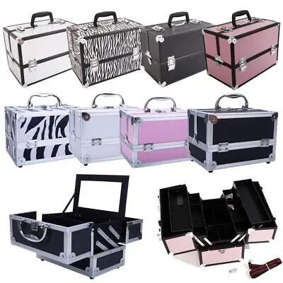 9 /14  Handle Aluminum Makeup Train Case Jewelry Box Cosmetic Organizer Storage • $20.99