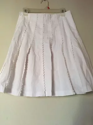 Isaac Mizrahi Target White Cotton Lined Embroidered A-line Skirt Size S 4 • $11.99