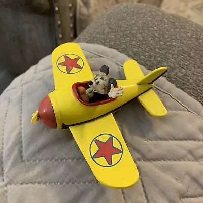 Vintage Disney Mickey Mouse Yellow Diecast Metal Toy Airplane DecoPac Company • $8.95