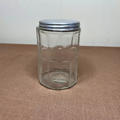 Vintage 12 Panel Hoosier Cabinet Glass Canister Aluminum Lid • $11.95