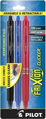 $9.99 • Buy Pilot Frixion Clicker Erasable Gel Pen, Assorted Ink, 3 Per Pack (31467)