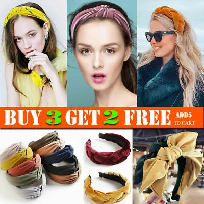 Womens Plain Headband Twist Hairband Bow Knot Cross Tie Headwrap Hair Band Decor • $11.75