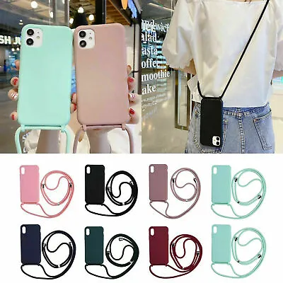 Silicone Phone Case +Lanyard Cover For IPhone 11 12 13 Pro Max XS XR 7 8 Plus SE • $9.99