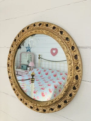 £26 • Buy Pretty Vintage Round Baroque/rococo Style Gold Mirror,local Delivery For A Fee
