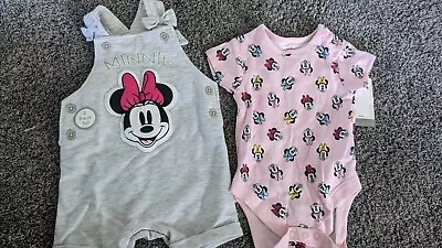 Disney Baby Infant Girl Minnie Mouse Outfit Romper & Tshirt Size 3-6 Months • $6