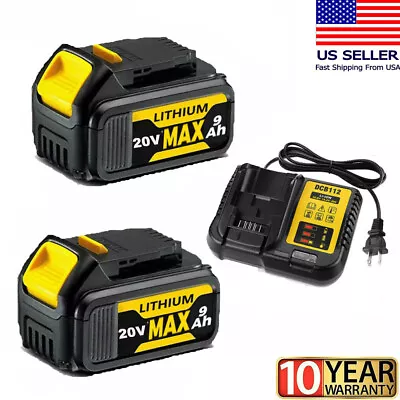 1～2 Pack For DeWalt 20V 20 Volt Max XR 9.0/6AH Lithium Battery DCB206-2 DCB205-2 • $64.95