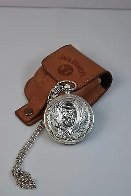 Jack Daniels Old No. 7 Brand Limited Sterling Silver Pocket Watch & Leather Case • $84.99