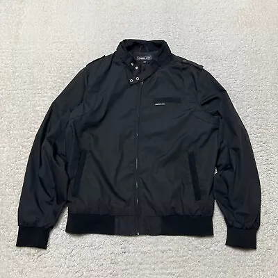 Members Only Jacket Men Large Black Bomber Flight Coat Windbreaker Casual • $29.95