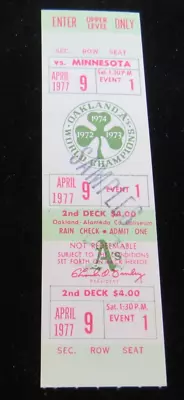 April9 1977 Opening Day Oakland A's Vs.  Minnesota Twin Full Stub Sample Ticket • $49