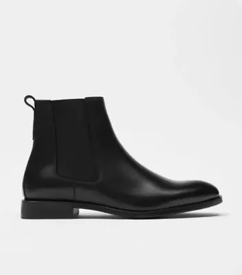 Zara Men Leather Ankle Boots Black Sz Us 12 New. 5604/202 • $50