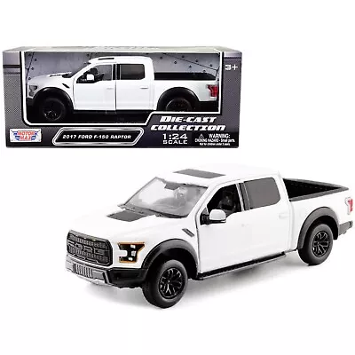 1/24 -1/27 MotorMax 2017 Ford F-150 Raptor Pickup Black Wheels Model White 79344 • $25