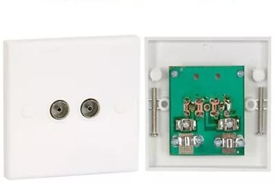 Double F Type Coax Coaxial Wall Socket Face Plate Tv Satellite Sky Virgi 2g Gang • £7.99