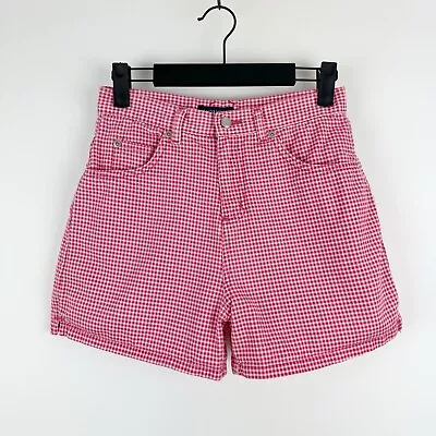 Vintage 90s Honors Shorts Red Check Gingham High-Rise Summer Picnic 24  Waist • $29.98