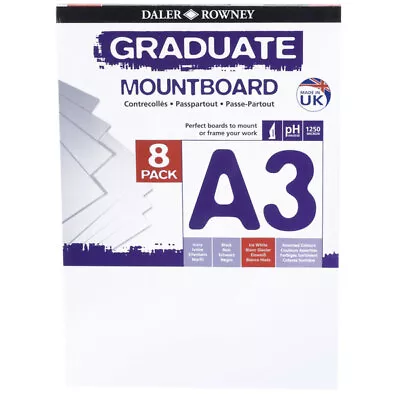 Daler Rowney A3 Graduate Mount Board Pack Of 8 Ice White • £17.79