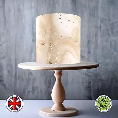 Sand And Light Beige Marble Pattern Edible Cake Topper Decoration ICING / WAFER • £7.79