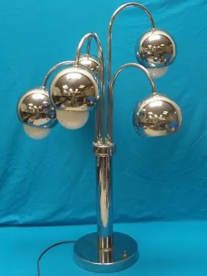 VINTAGE 60's SPACE AGE / ATOMIC ERA  60's CHROME PENDANT TABLE LAMP 30  H • $800