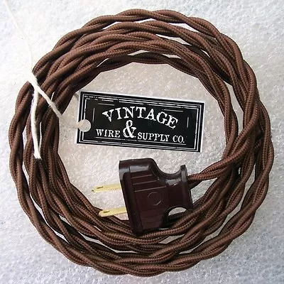 Dark Brown Cloth Covered Wire Vintage Rewire Kit Lamp Cord Fan Antique Restore • $15.88