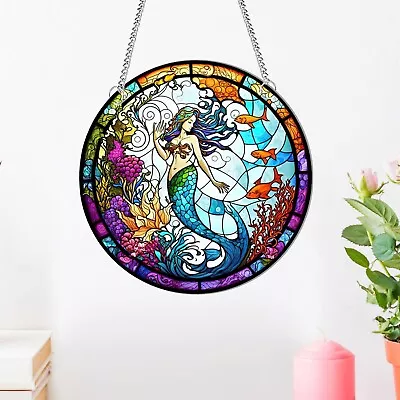 Mermaid Stained Acrylic Window Hanging Acrylic Mermaid Wall Decor Mermaid-S • $19.92