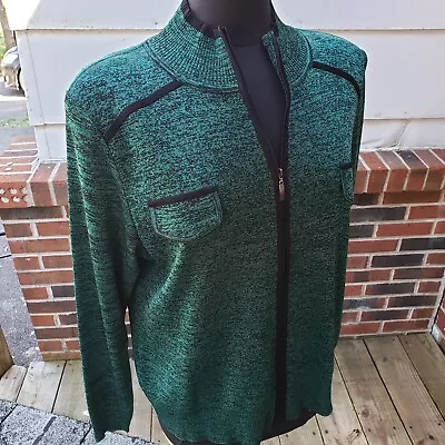 EXCLUSIVELY MISOOK Green/Black 100% Acrylic Full Zip Jacket Large  • $24.99