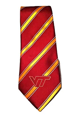 VT Virginia Tech Hokie Mens Striped Hokies Tie Necktie Orange/Maroon/White • $19.99