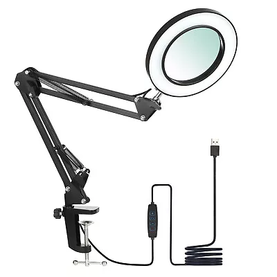 8X Magnifier LED Lamp Magnifying Glass Desk Table Work Light Lamp W/ Clamp W2S7 • $23.99