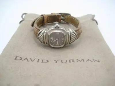 David Yurman Sterling Silver Ladies Grey Dial Brown Leather Band Cable Watch - A • $374.99