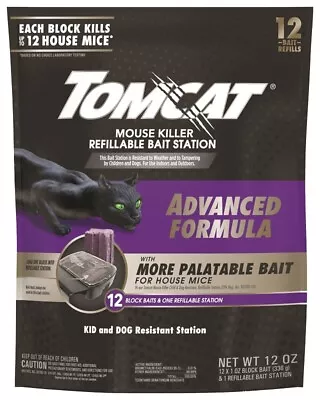 Tomcat 0372905/3730005 Mouse Killer Refillable Bait Station 12 Mice Bait • $17.49