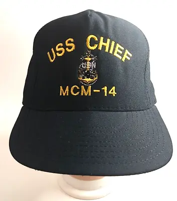 USS Cheif MCM-14 Anchor USN Snapback Ball Cap/Hat Made In USA • $12.95