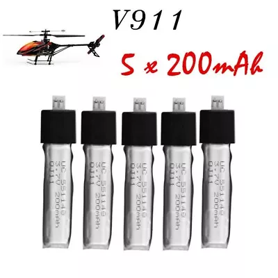 $23.95 • Buy 5PCS RC Helicopter 3.7V 200mAh WLtoys V911 20C Upgraded USB Battery Parts V911