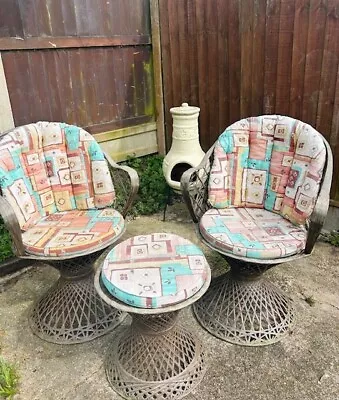 Russell Woodard Rare Antique Mid Century Hand Spun Fibreglass Patio Set • £210