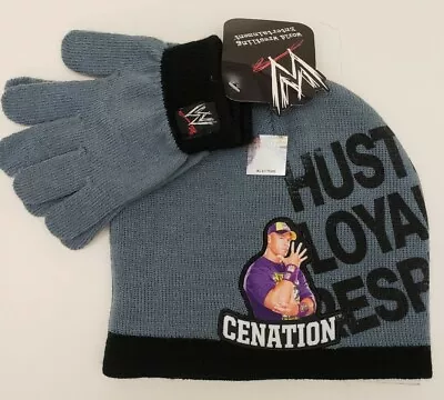 NEW! WWE JOHN CENA Hat BEANIE & Glove Set Ages 4-7 FREE SHIPPING! • $23.78