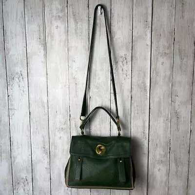 YVES SAINT LAURENT YSL Muse Two Handbag Shoulder Bag 2way Mini Green Leather  • $350