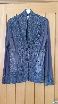 Linea Tesini Grey Embroidered Cardigan Size 14 Vgc • £10