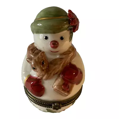 Villeroy & Boch 1748 Snowman Trinket Box Hinged Christmas Holiday Collectible • $18