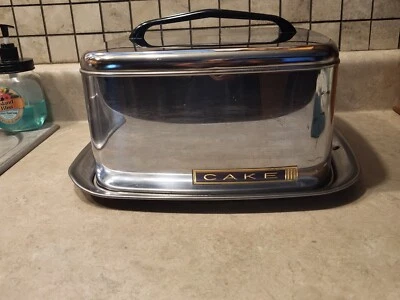 $18 • Buy Vintage Mid Century Modern Lincoln Beautyware Cake Carrier Chrome Square Mcm Usa