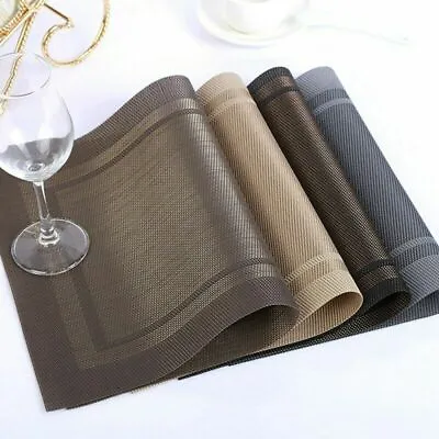 $17.81 • Buy Set Of 4 PVC Woven Placemat Dining Kitchen Table Place Mats Non Slip Washable