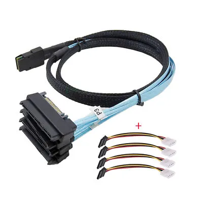 Xiwai Internal 36Pin Mini SAS SFF-8087 Host To 4 SFF-8482 SAS Hard Disk Cable • $13.99